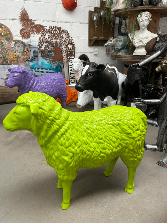 Lime Green Sheep Garden Sculpture – Vibrant Outdoor Decoration