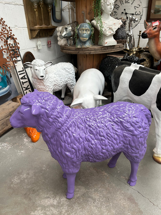 Lilac Sheep Garden Sculpture – Vibrant Outdoor Decoration