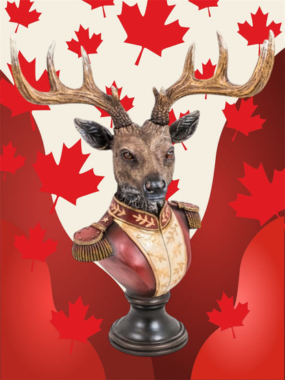 Gentry Stag Bust on round  Base - Regal Resin Sculpture