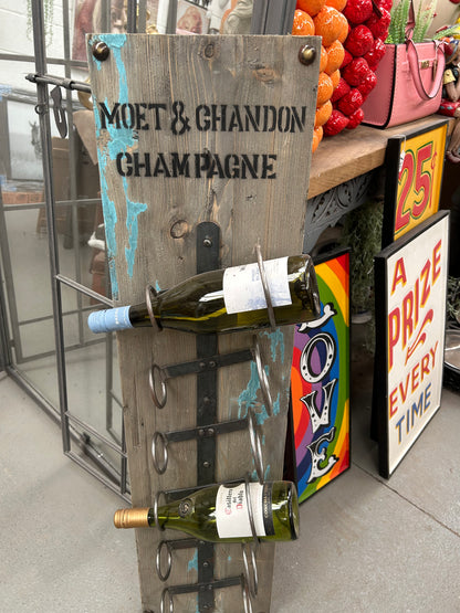 Weathered Oak Blue Wash Wine Rack – Rustic & Stylish Bottle Storage
