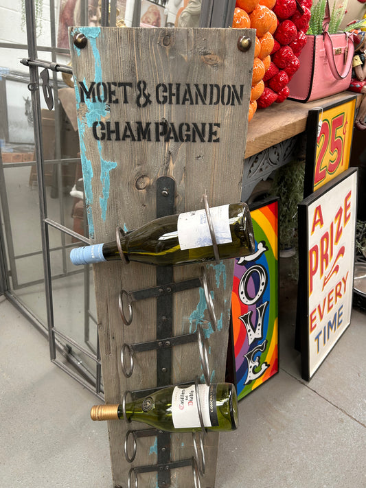 Weathered Oak Blue Wash Wine Rack – Rustic & Stylish Bottle Storage