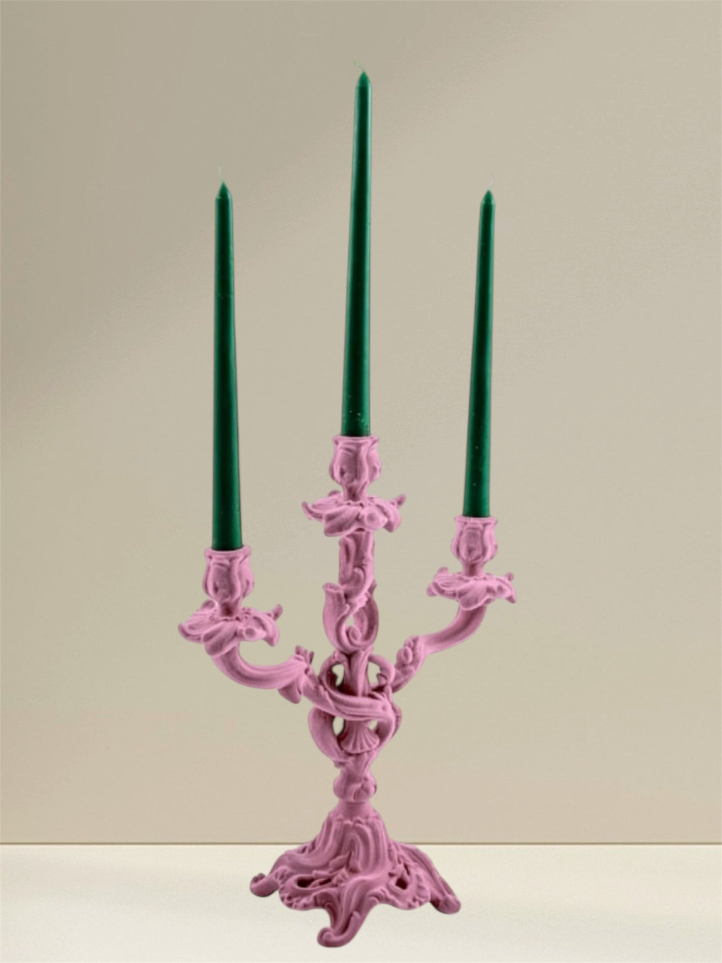 Pink Flock Candle Holder – Bold Velvet-Feel Statement Decor