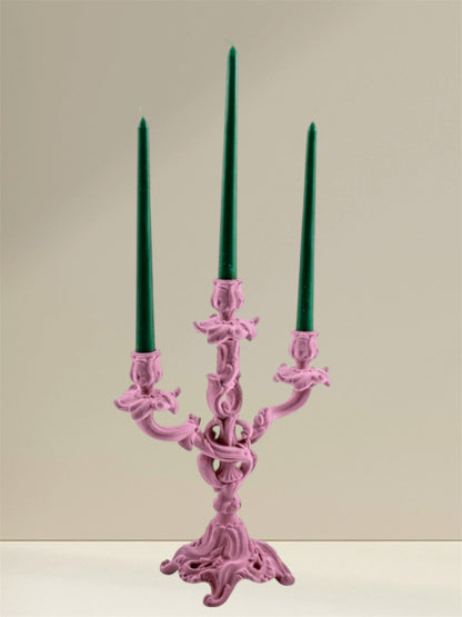Pink Flock Candle Holder – Bold Velvet-Feel Statement Decor