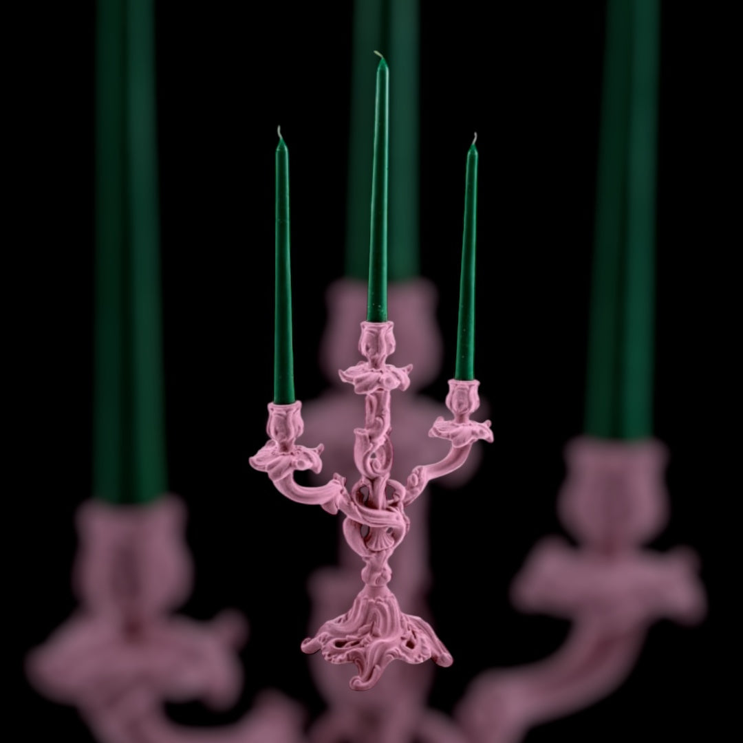 Pink Flock Candle Holder – Bold Velvet-Feel Statement Decor