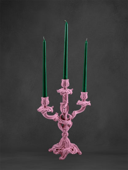 Pink Flock Candle Holder – Bold Velvet-Feel Statement Decor