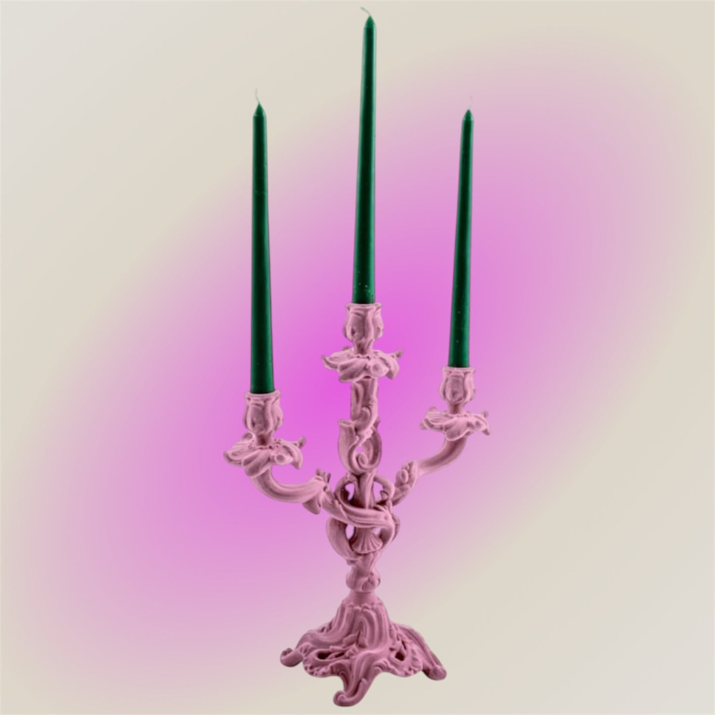Pink Flock Candle Holder – Bold Velvet-Feel Statement Decor