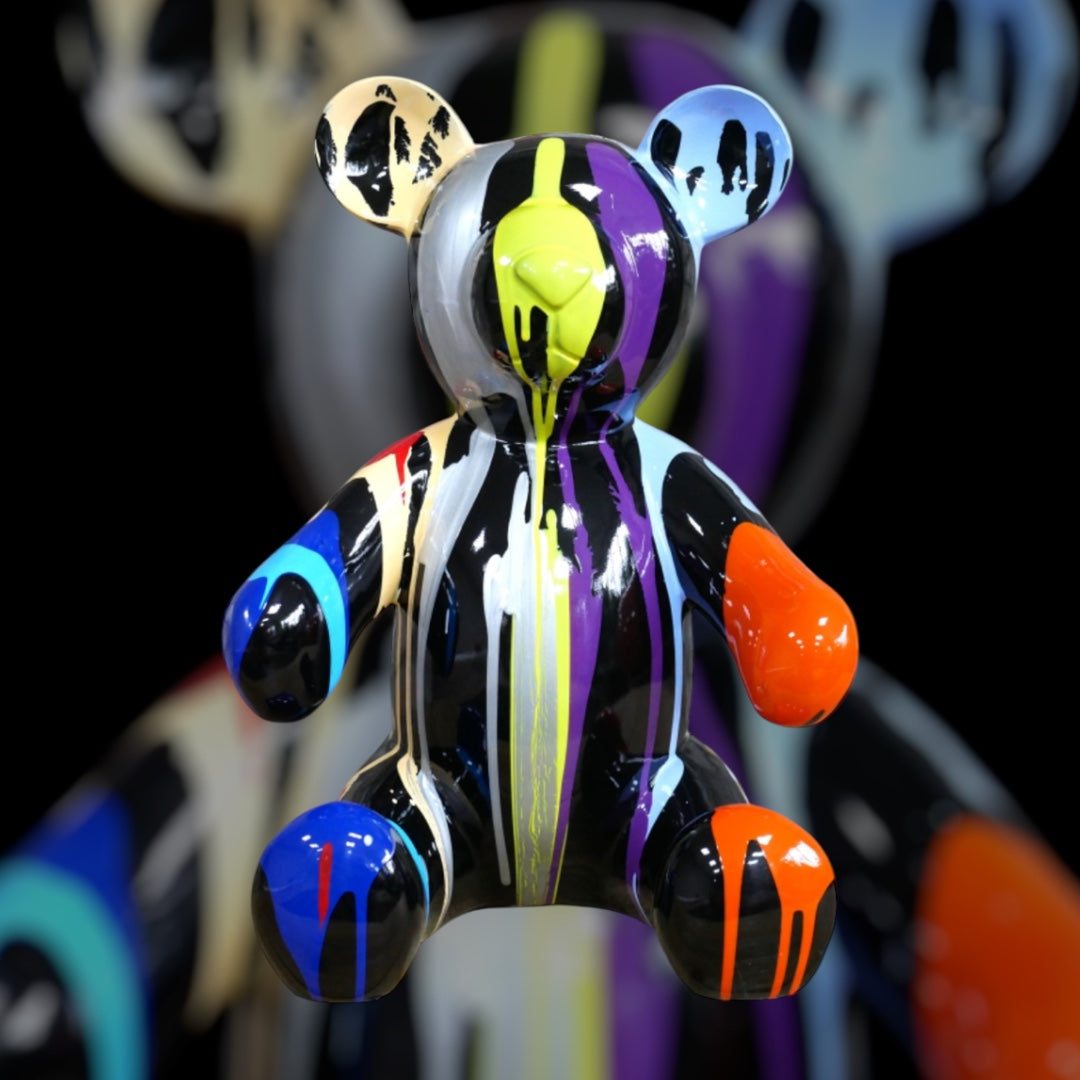 Splash Painted Bear – Bold & Colourful Artistic Animal Sculpture