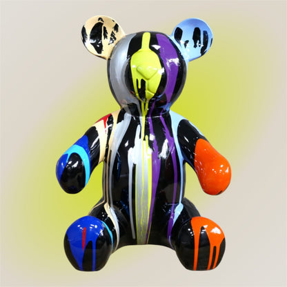 Splash Painted Bear – Bold & Colourful Artistic Animal Sculpture