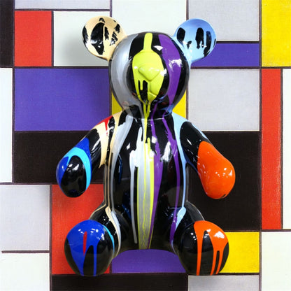 Splash Painted Bear – Bold & Colourful Artistic Animal Sculpture
