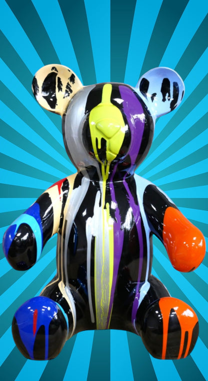 Splash Painted Bear – Bold & Colourful Artistic Animal Sculpture