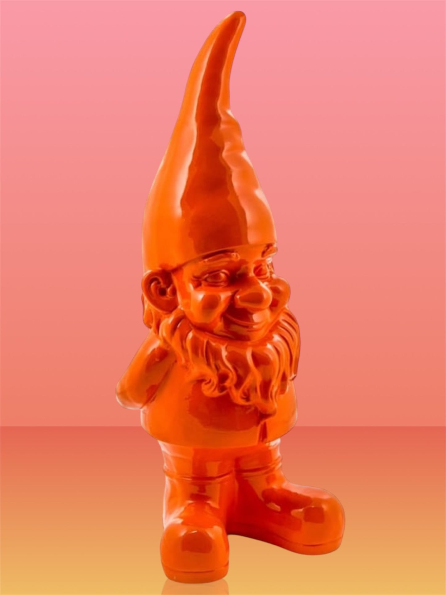 Giant Orange Standing Gnome Figure - Joyful Garden or Home Decor