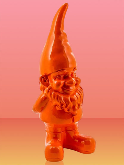 Giant Orange Standing Gnome Figure - Joyful Garden or Home Decor