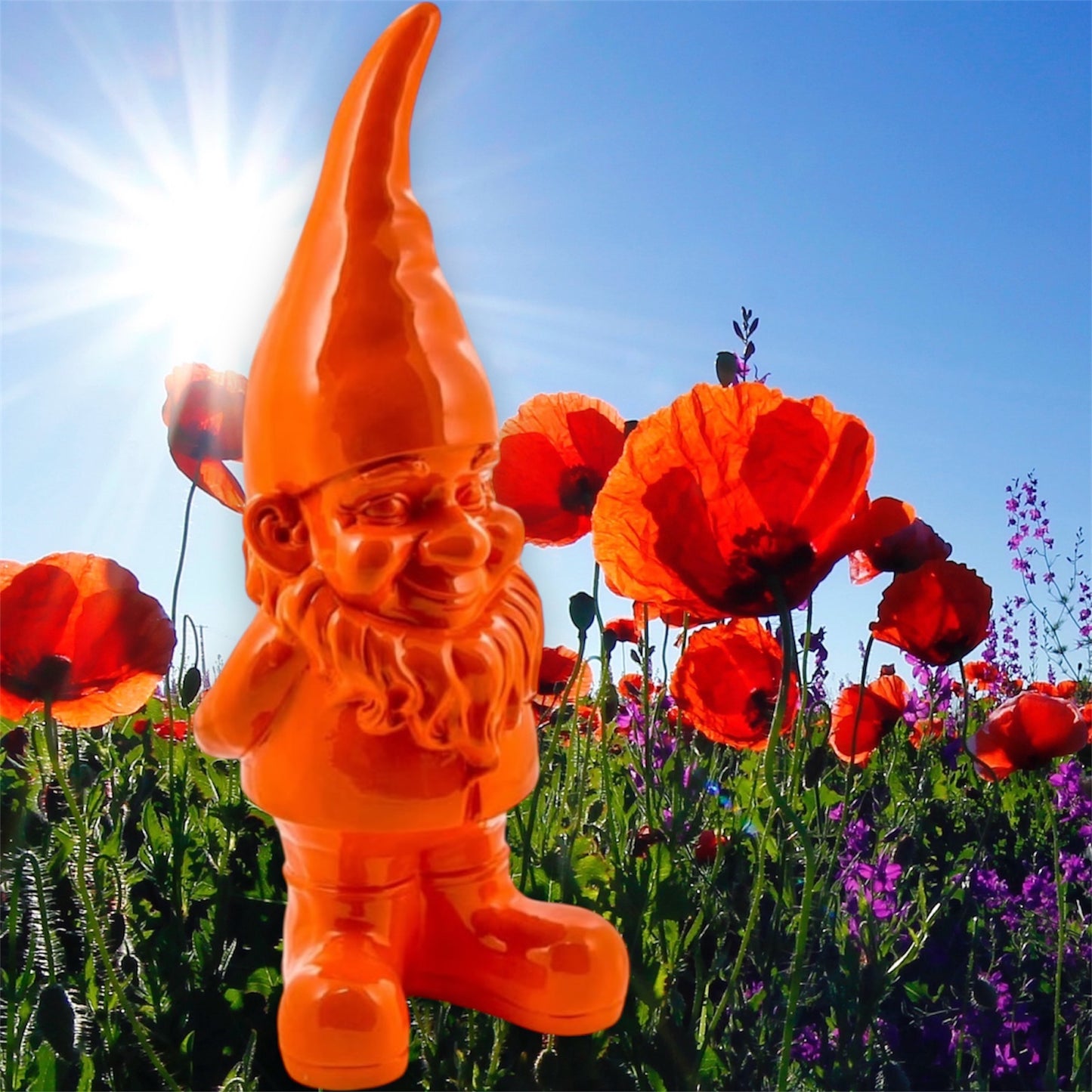 Giant Orange Standing Gnome Figure - Joyful Garden or Home Decor