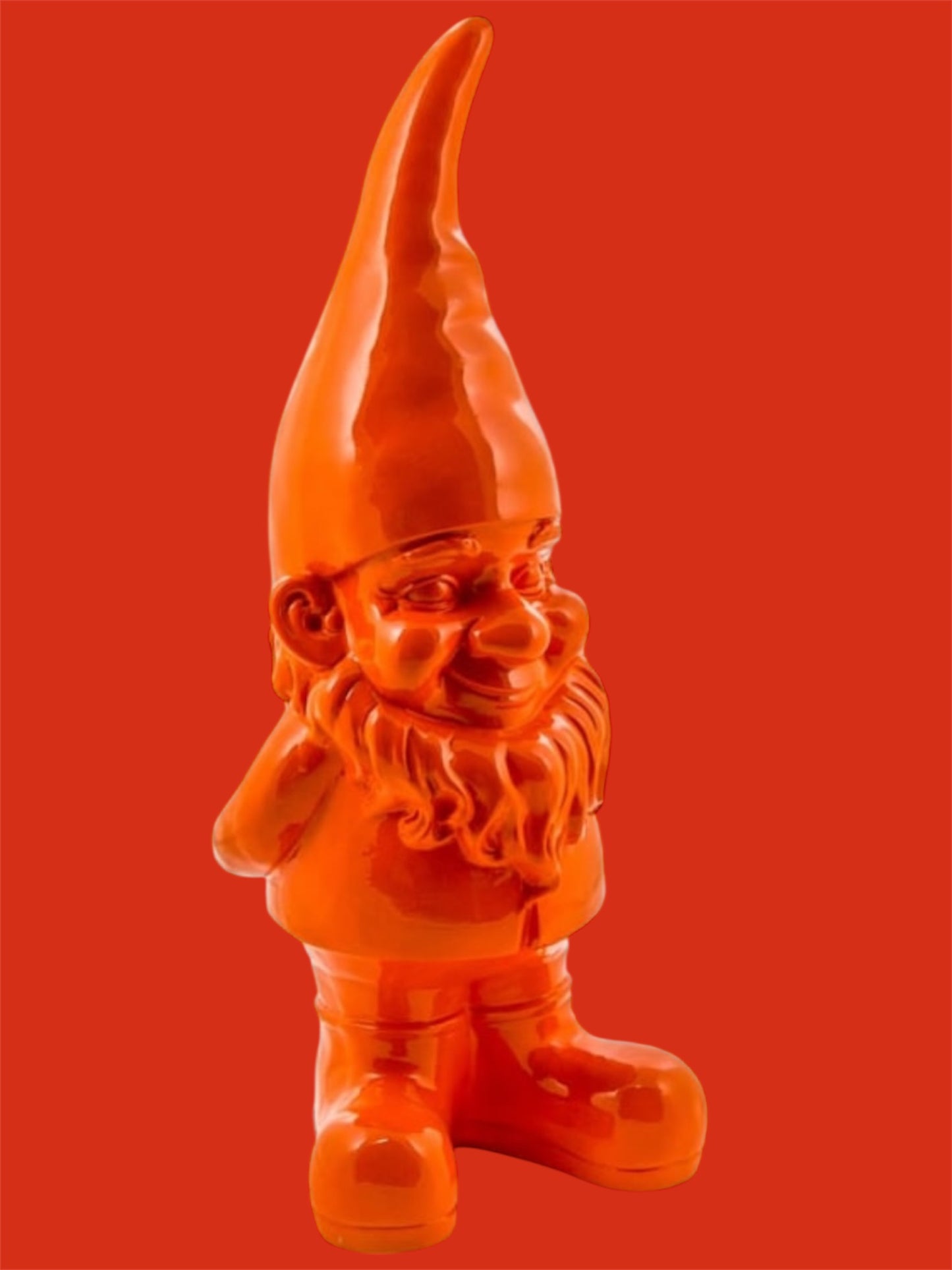 Giant Orange Standing Gnome Figure - Joyful Garden or Home Decor