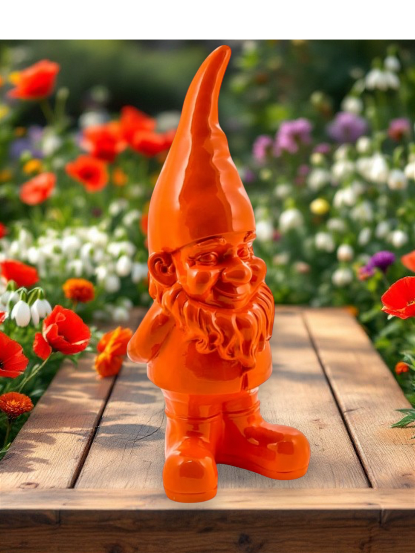 Giant Orange Standing Gnome Figure - Joyful Garden or Home Decor