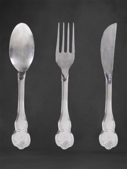 Huge Sliver Knife, Fork, and Spoon Wall Art Set – Elegant Culinary Wall Decor