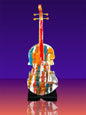 Splash Painted Violin Sculpture – Rotating Resin Art on Black Marble Base