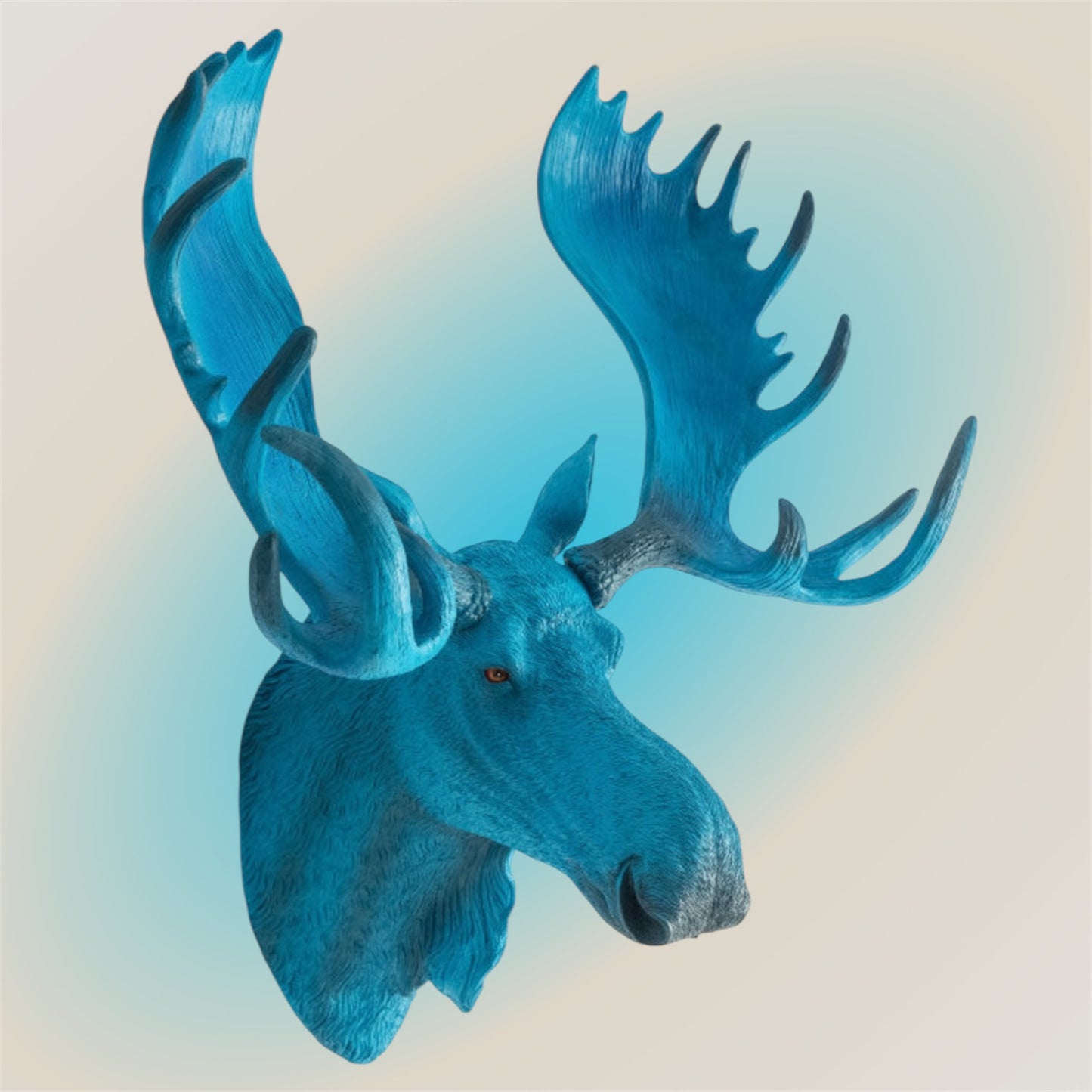 Electric Blue Moose Wall Head – Quirky Resin Wall Décor