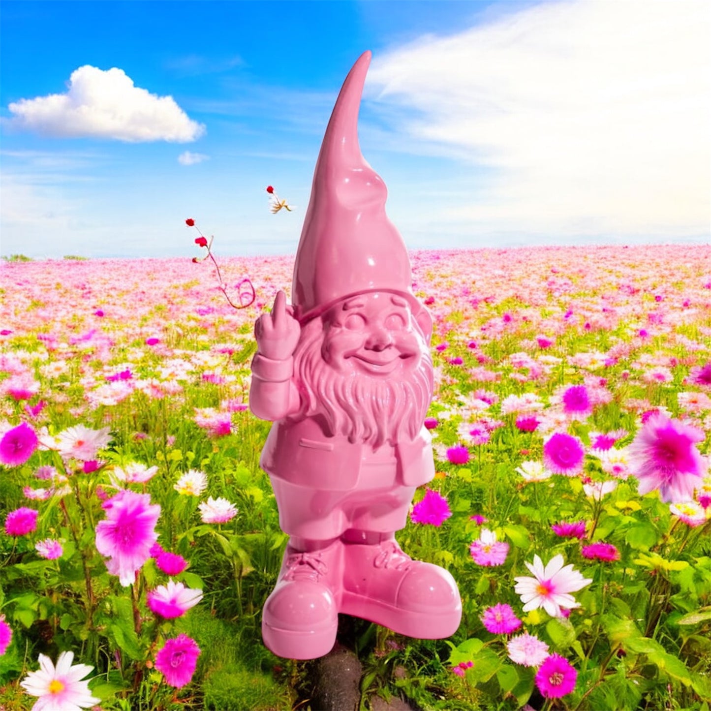 Medium Bright Pink "Naughty Gnome" Figure – Cheeky & Colourful Garden Decor