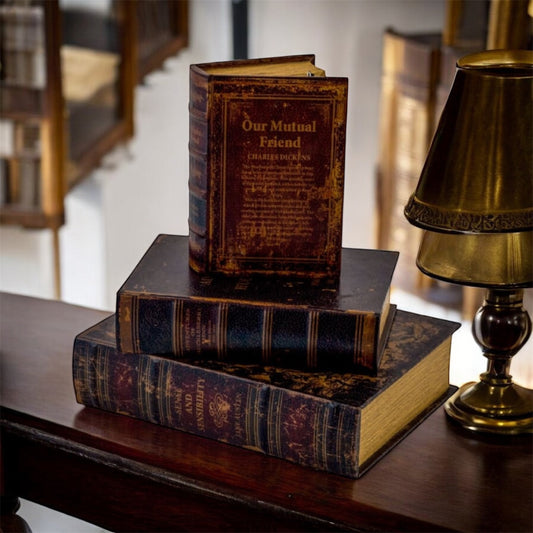 Antique Book Set of 3 Storage Boxes - Vintage Hidden Storage Décor