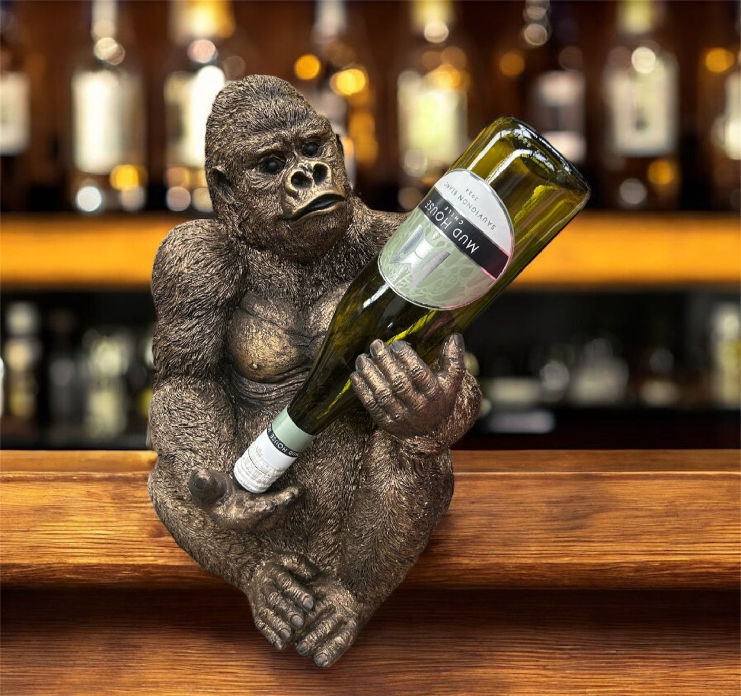 Gorilla with wine bottle