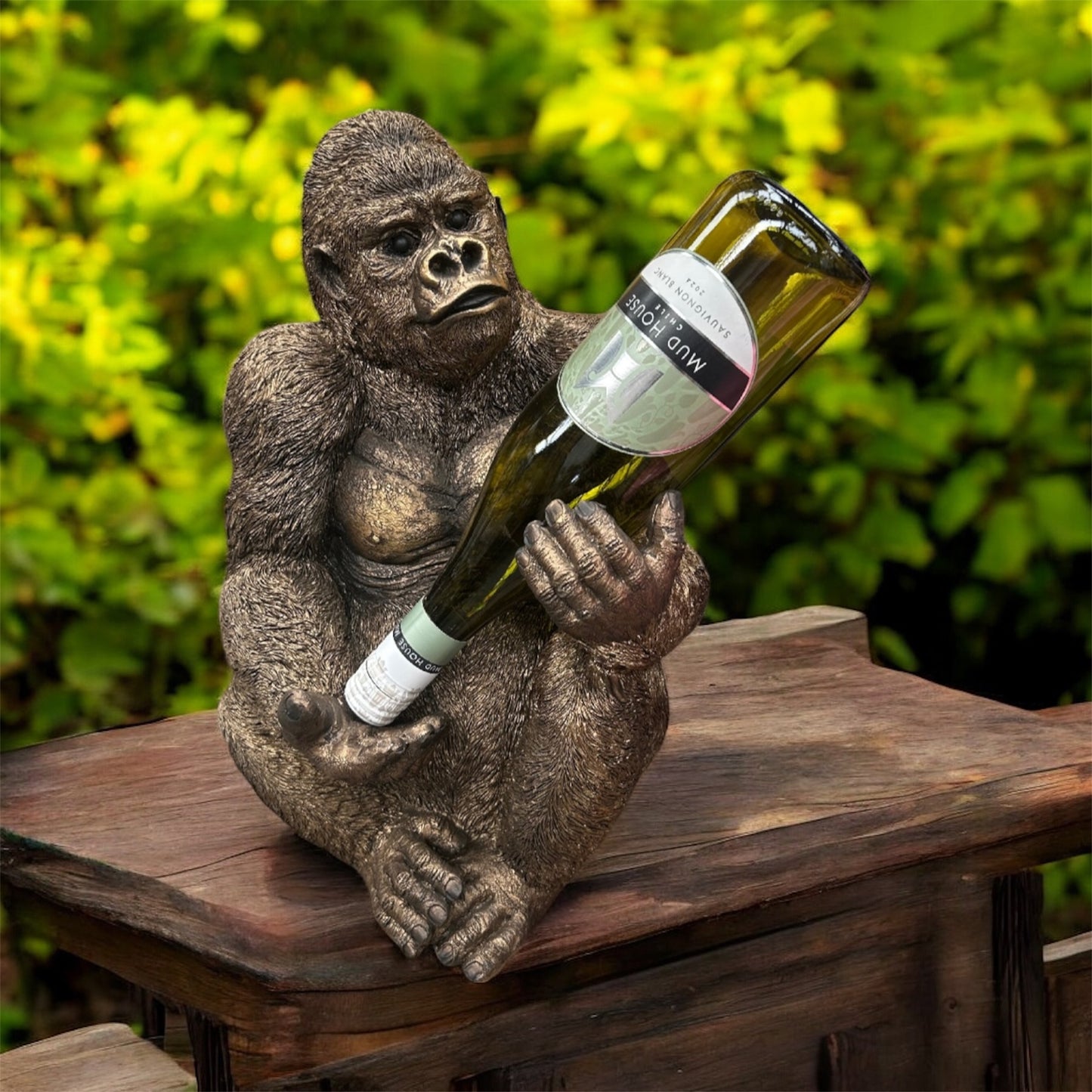 Gorilla with wine bottle