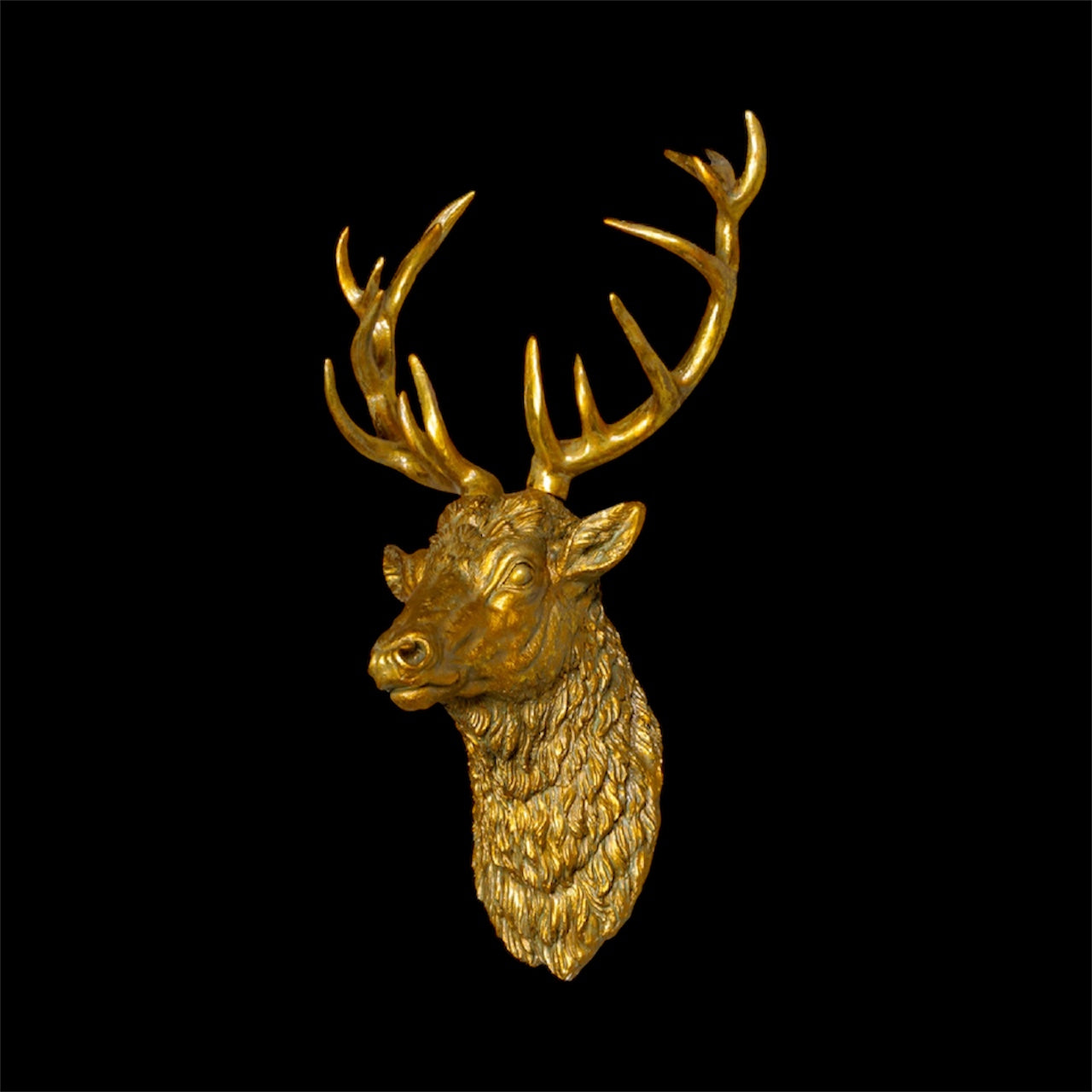 Gold Stags Head Wall Sculpture – Elegant Resin Decoration