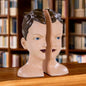 Antiqued Split Art Deco Head Bookends - Quirky Resin Decor