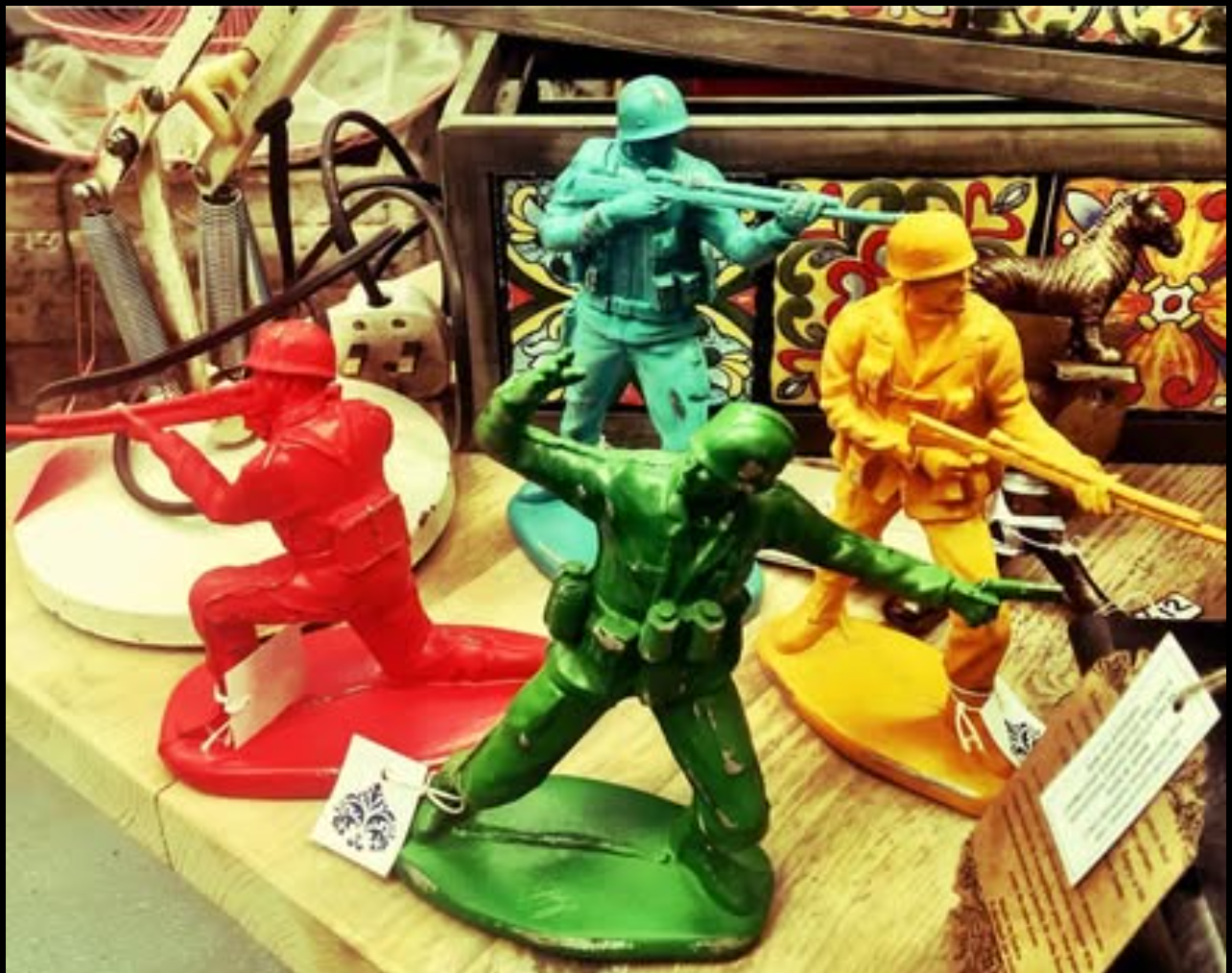 Set of 4 Classic Toy Soldier Coloured Figures | Bold Nostalgic Decor