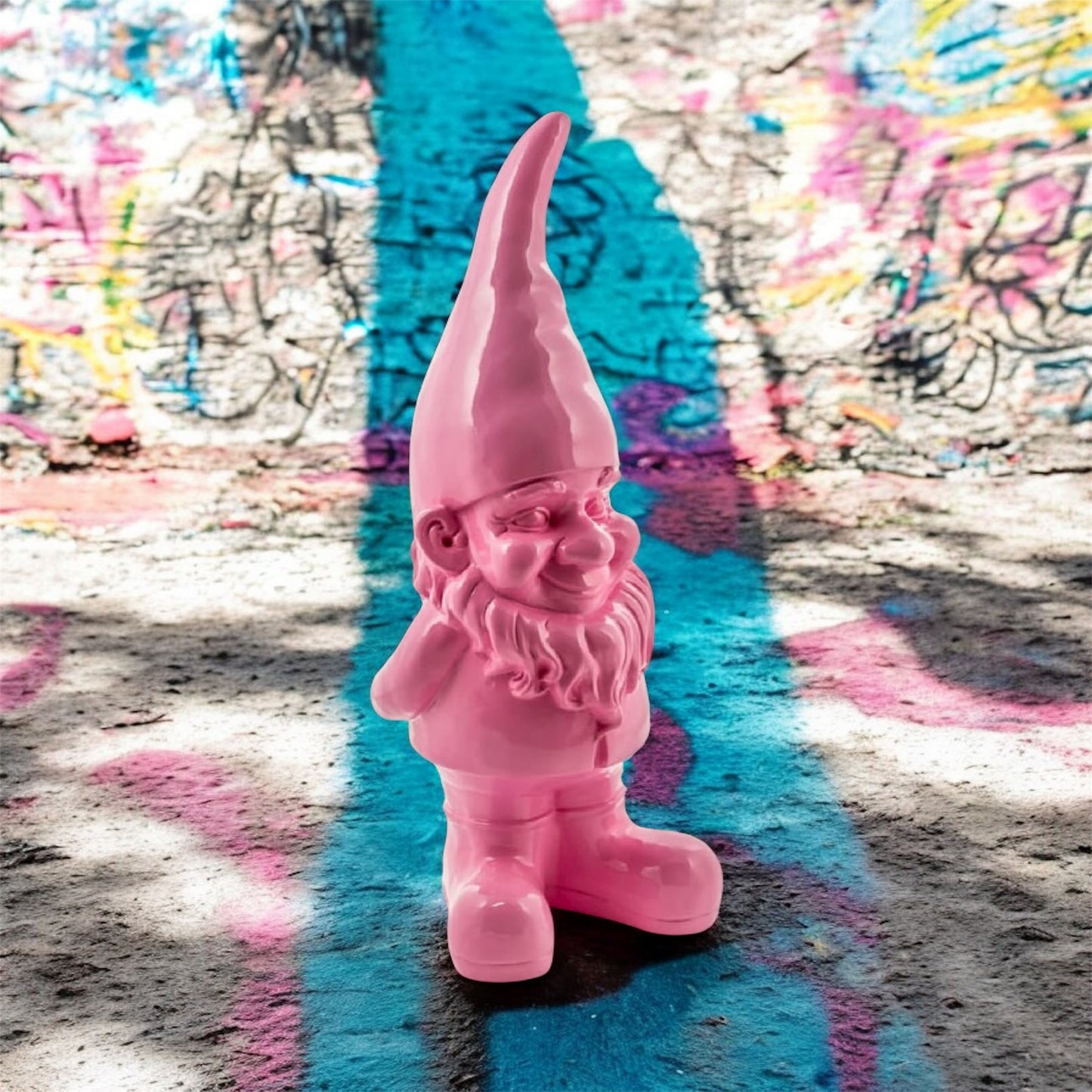 Large Bright Pink Standing Gnome Figure – Fun & Vibrant Garden or Home Decor