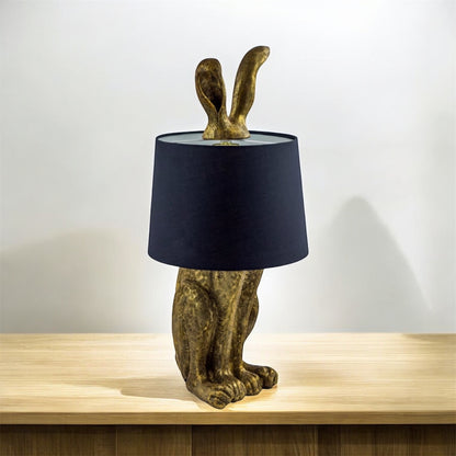 Gold Rabbit Ears Lamp with Black Shade | Playful & Chic Lighting