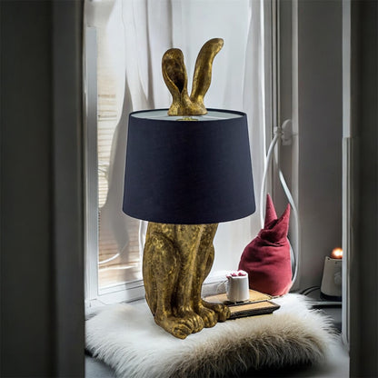 Gold Rabbit Ears Lamp with Black Shade | Playful & Chic Lighting