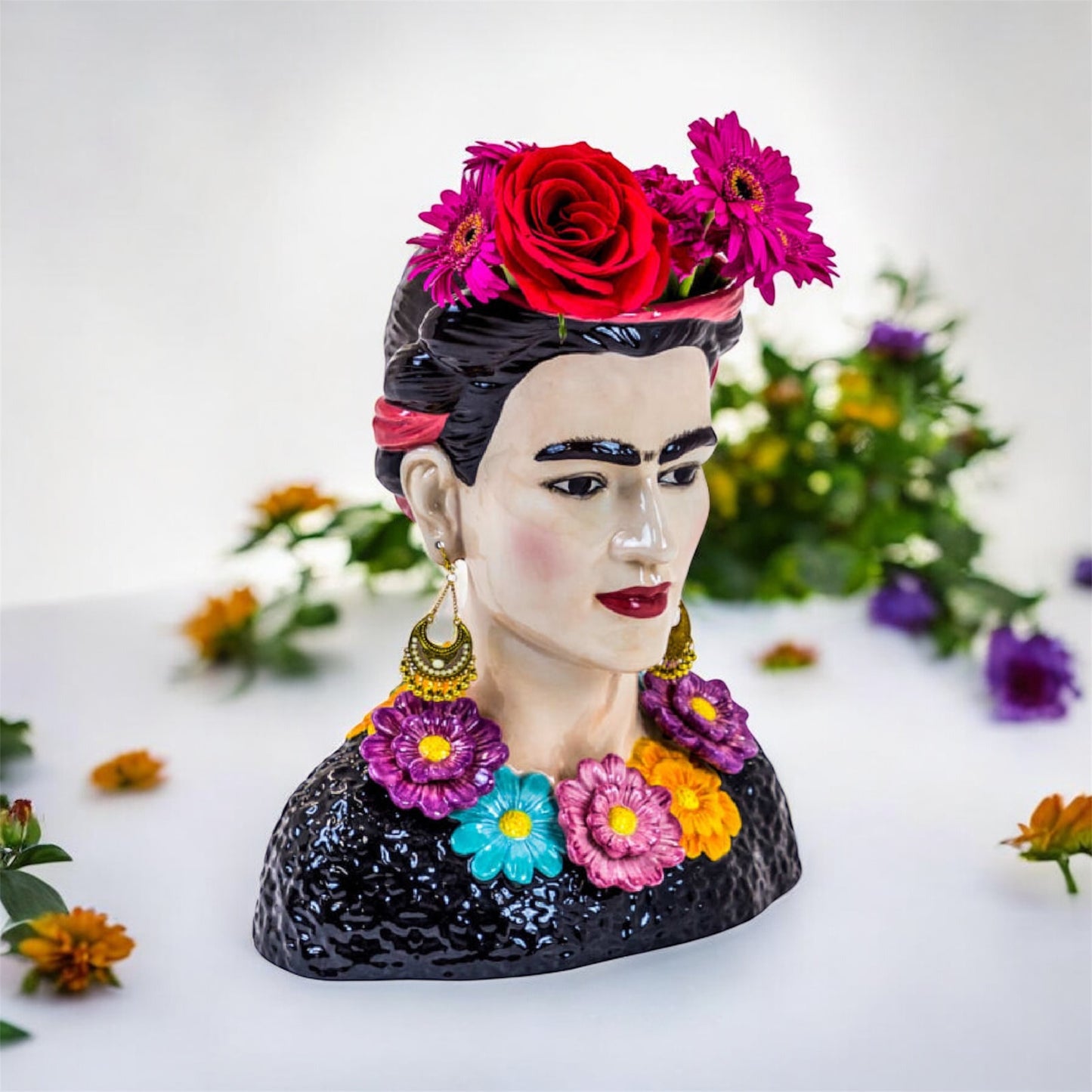 Ceramic Mexicana Bust Vase | Bold & Colorful Statement Décor