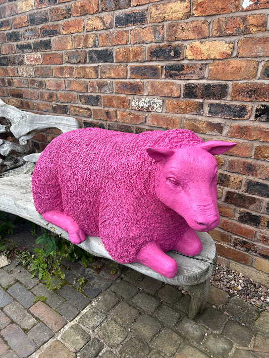 Pink Sheep Garden Sculpture – Glamorous Resin Outdoor Decor | Sign of the times Stoke