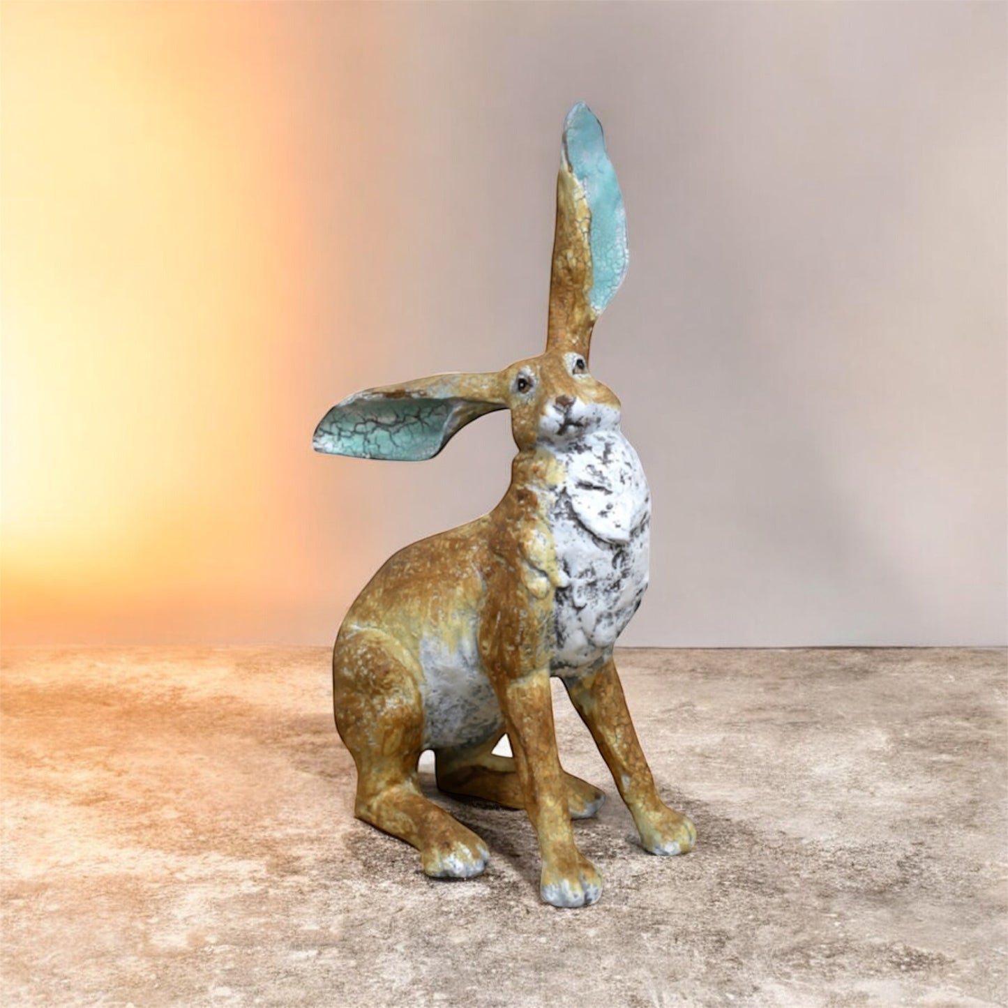 Sitting Hare Sculpture – Delightful Resin Hare Ornament