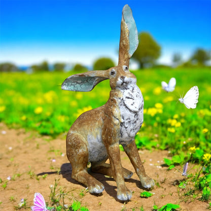 Sitting Hare Sculpture – Delightful Resin Hare Ornament