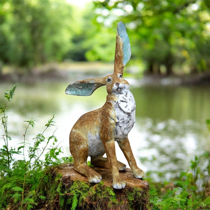 Sitting Hare Sculpture – Delightful Resin Hare Ornament