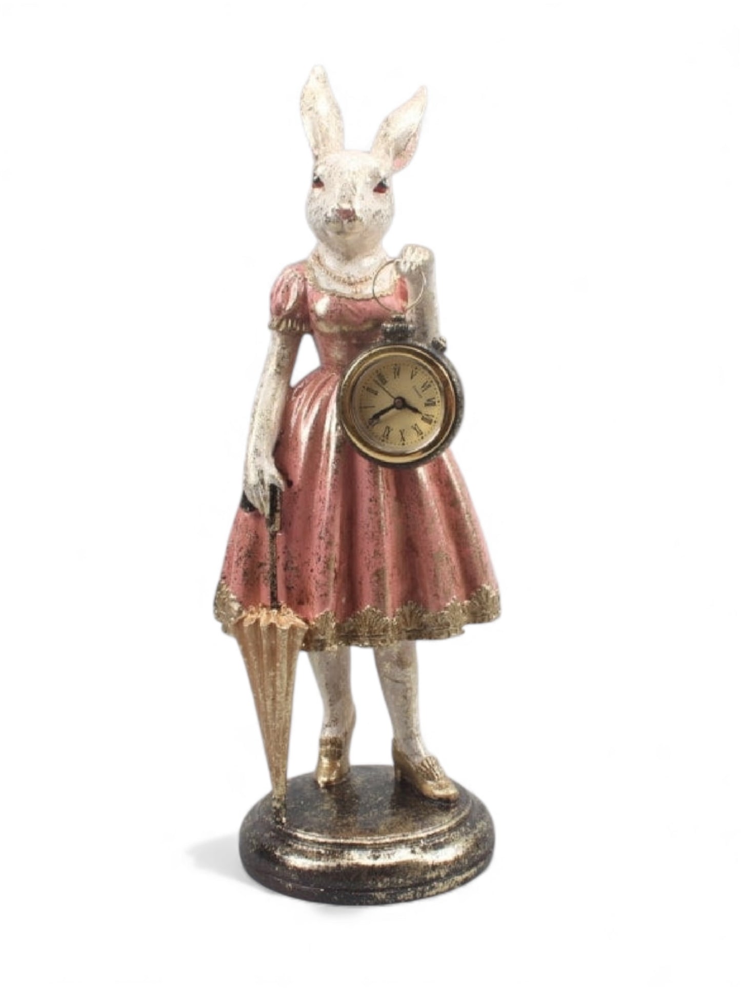 Lady Rabbit Standing Clock Figure – Whimsical Decorative Timepiece