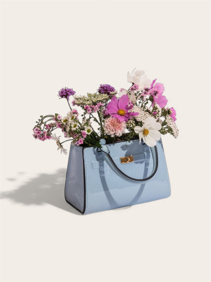 Light Blue Ceramic Handbag Vase – Chic Modern Decorative Vase