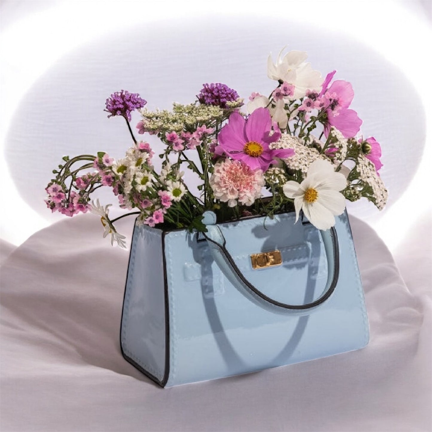 Light Blue Ceramic Handbag Vase – Chic Modern Decorative Vase