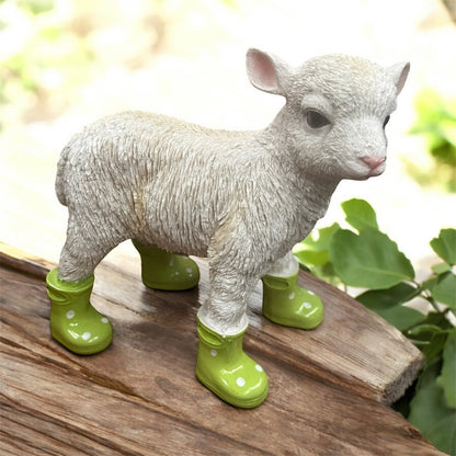 Lamb with Green Wellies – Adorable Resin Farm Animal Ornament