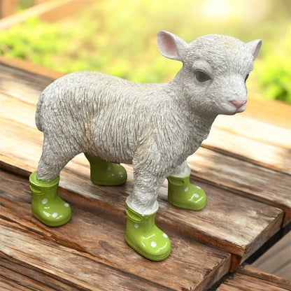 Lamb with Green Wellies – Adorable Resin Farm Animal Ornament