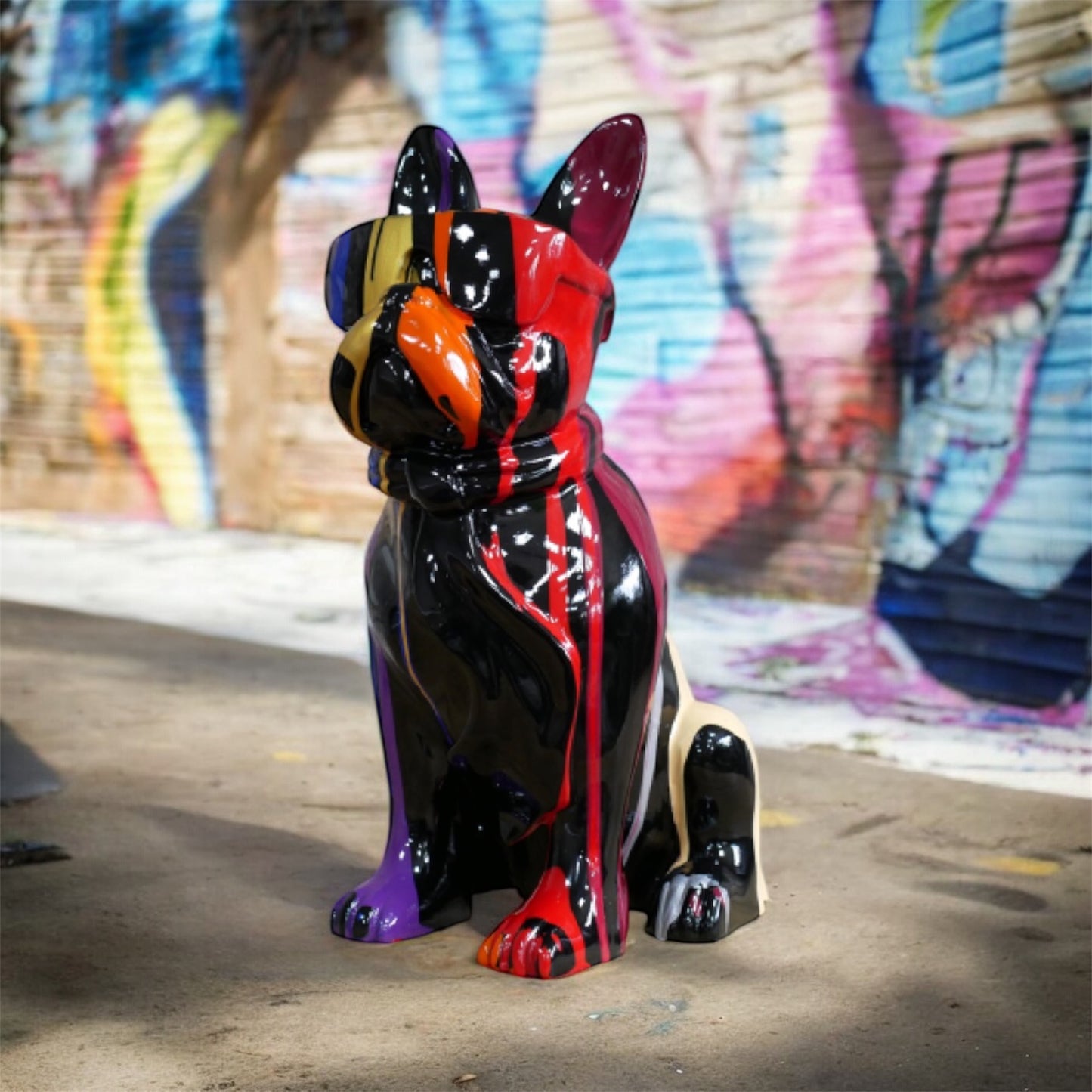 Multi-Colour Dog with Sunglasses – Funky Decorative Dog Sculpture