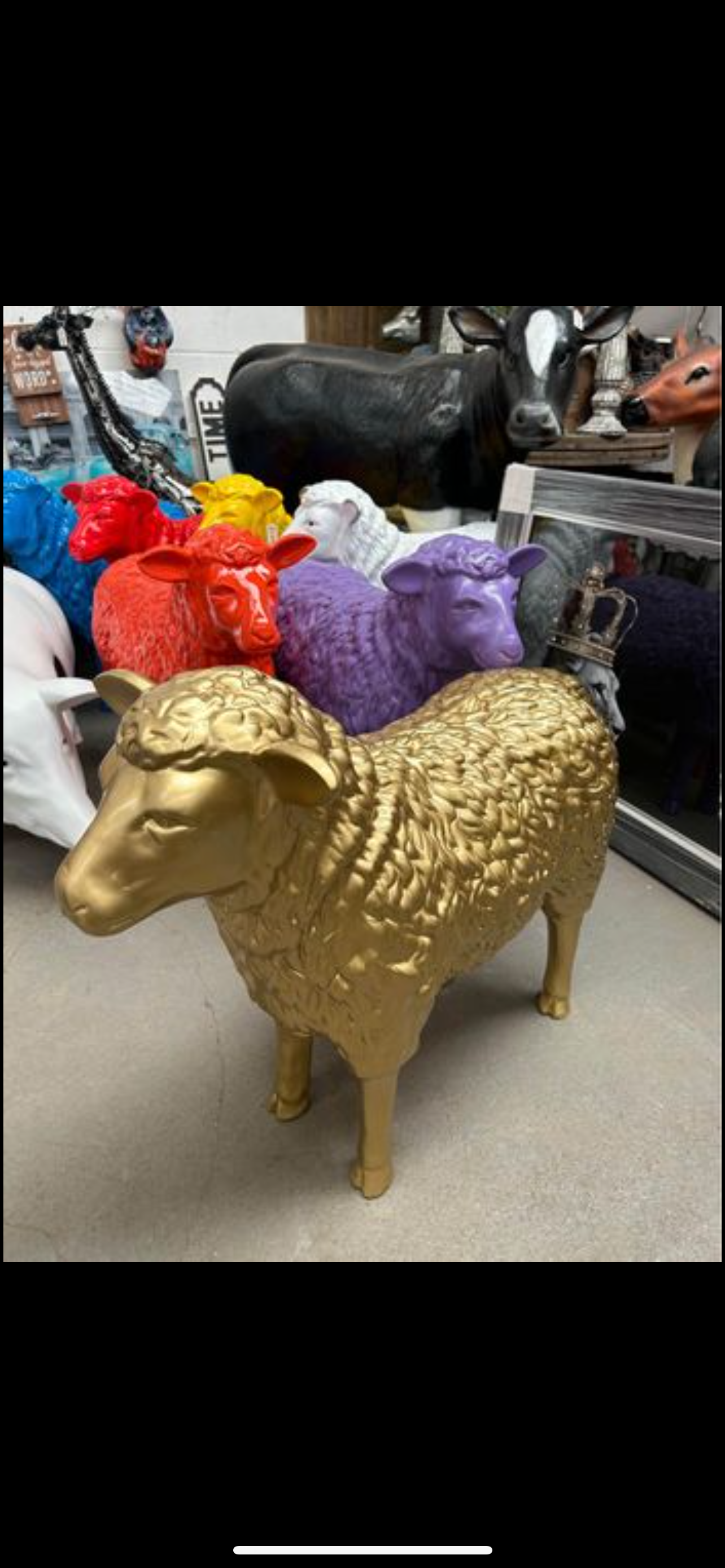 Life-Size Gold Sheep Sculpture - Indoor/Outdoor Resin Ornament | Sign of the times Stoke