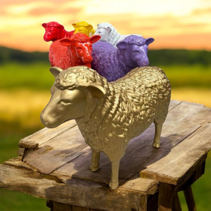 Life-Size Gold Sheep Sculpture - Indoor/Outdoor Resin Ornament | Sign of the times Stoke