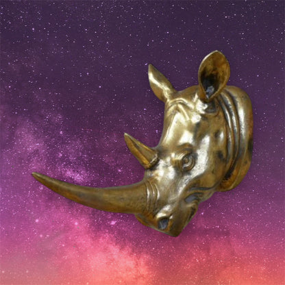 Gold Rhino Wall Mount - Small Resin Rhino Head Decor | Sign of the times Stoke