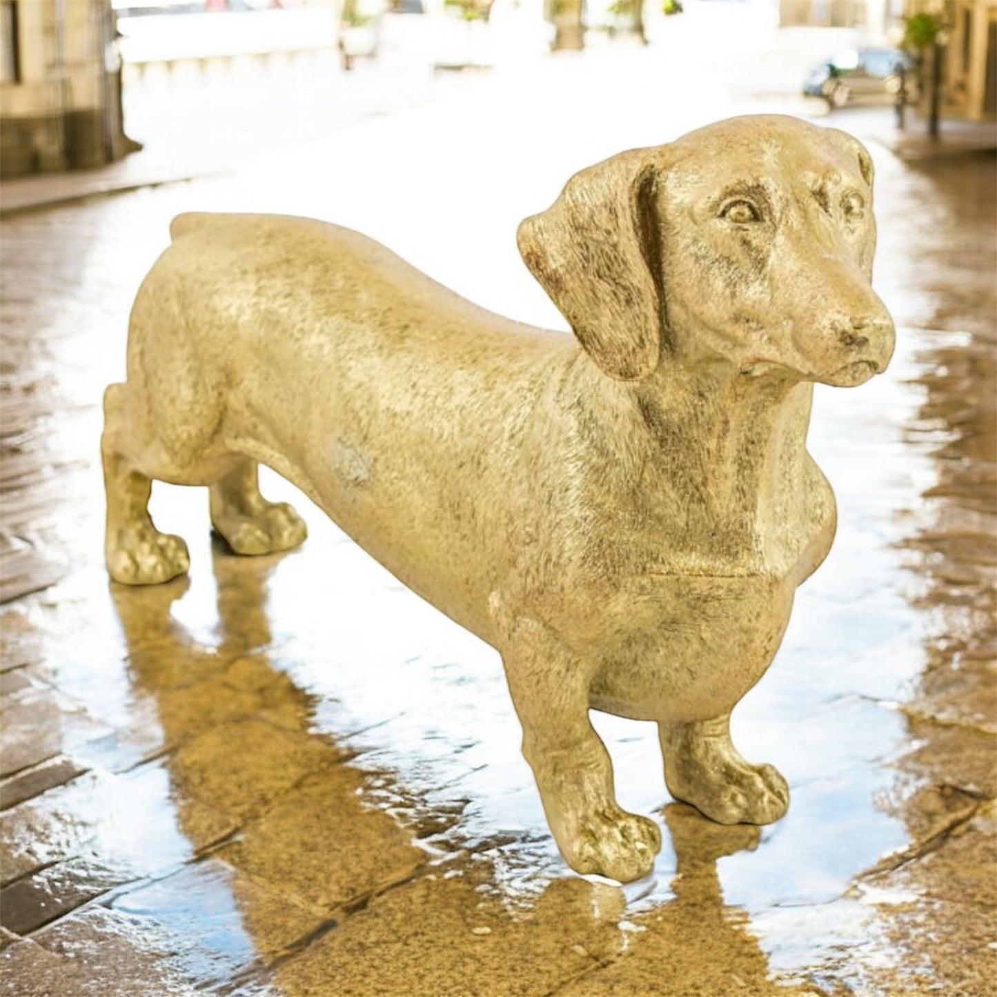 Gold Dachshund Figure – Stylish Dog Ornament