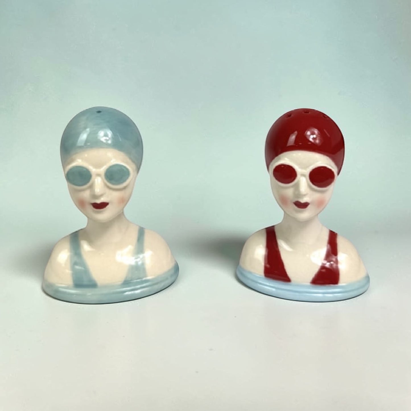 Set of Ceramic Beach Swimmers Salt & Pepper Shakers – Coastal Tableware