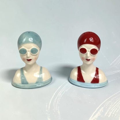 Set of Ceramic Beach Swimmers Salt & Pepper Shakers – Coastal Tableware
