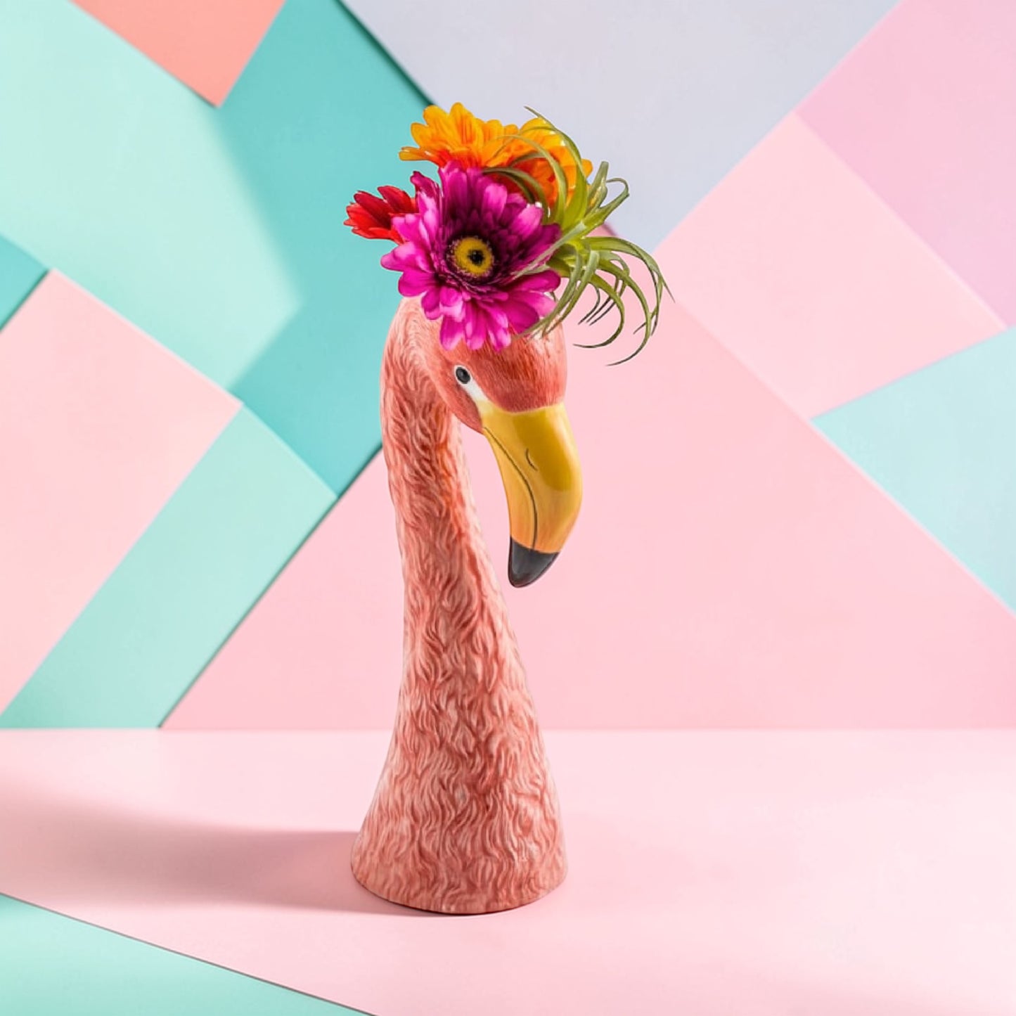Large Ceramic Pink Flamingo Head Vase – Unique Decorative Statement Piece